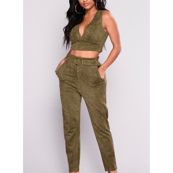 Fashion Nova faux suede green Co-ord set - Picture 2 of 8